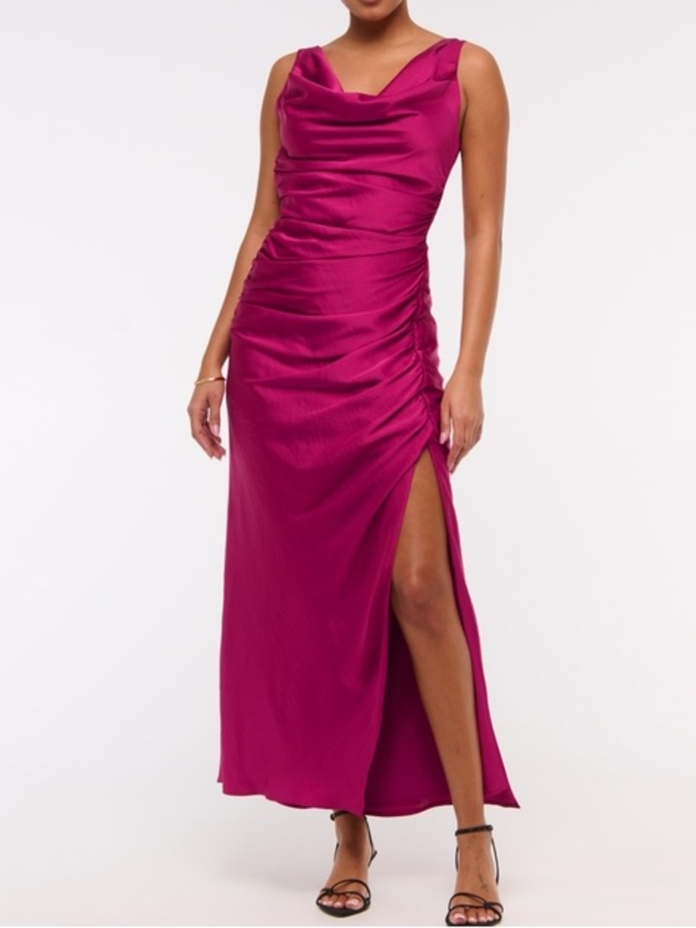Abercrombie & Fitch Cowl Neck Draped Maxi Dress Women’s Petite Medium Pink Berry